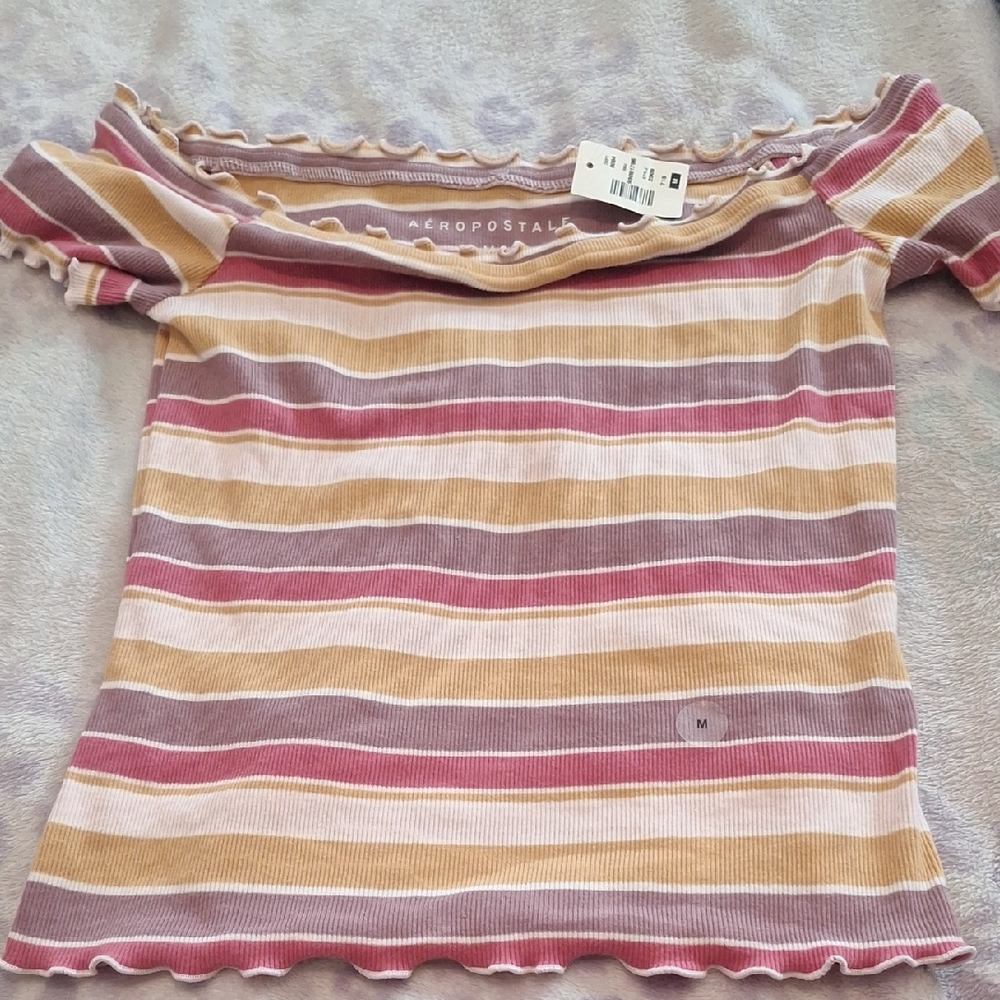 Aeropostale Kids Striped Shirt - Pink, Purple, Tan